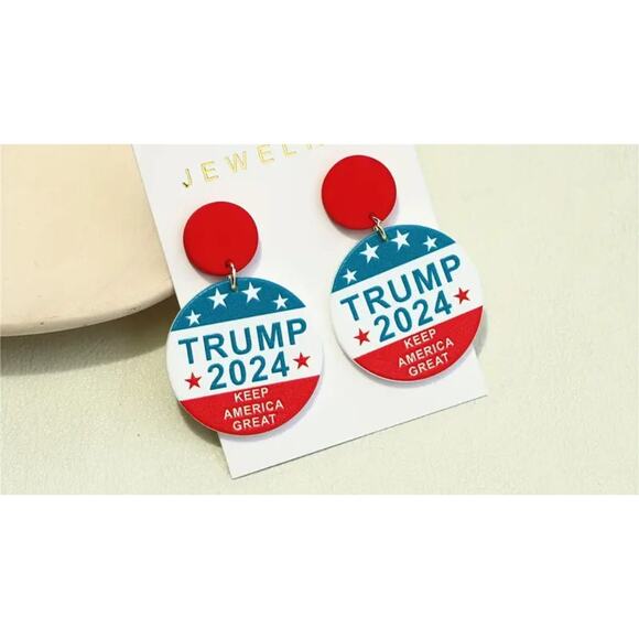 NEW TRUMP Earrings Drop Trumplican Hair Election Vote America - Picture 3 of 4